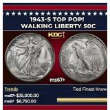 1943-s Walking Liberty Half Dollar TOP POP! 50c ms
