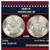 1891-p Morgan Dollar $1 Grades ms65 SEGS