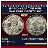 1944-d Walking Liberty Half Dollar Near Top Pop 50