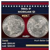 1904-p Morgan Dollar $1 Grades ms62+