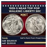 1939-s Walking Liberty Half Dollar Near Top Pop 50