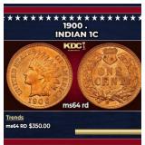 1900 Indian Cent . 1c Grades ms64 rd