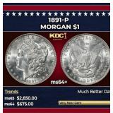 1891-p Morgan Dollar $1 ms64+ SEGS
