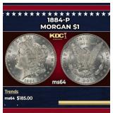 1884-p Morgan Dollar $1 Grades ms64