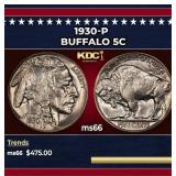 1930-p Buffalo Nickel 5c Grades ms66