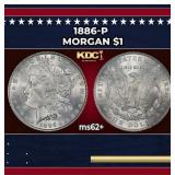 1886-p Morgan Dollar $1 Grades ms62+
