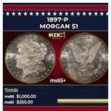 1897-p Morgan Dollar $1 Grades ms65+