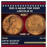 1931-s Lincoln Cent Near Top Pop! 1c ms66+ rd SEGS