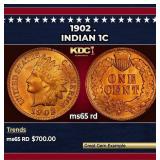 1902 Indian Cent . 1c Grades ms65 rd