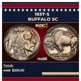 1937-s Buffalo Nickel 5c Grades ms66