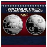 2019 Year of the Pig 1 oz .999 Silver Round Round