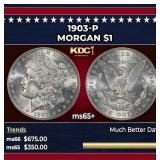 1903-p Morgan Dollar $1 Grades ms65+