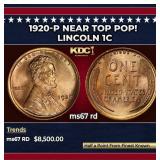 1920-p Lincoln Cent Near Top Pop! 1c ms67 rd SEGS