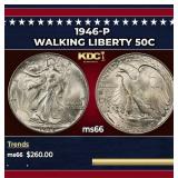 1946-p Walking Liberty Half Dollar 50c Grades ms66