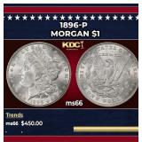 1896-p Morgan Dollar $1 Grades ms66