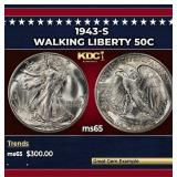 1943-s Walking Liberty Half Dollar 50c Grades ms65