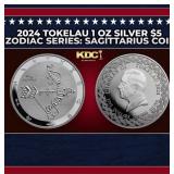2024 Tokelau 1 oz Silver $5 Zodiac Series: Sagitta