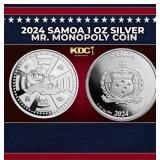 2024 Samoa 1 oz Silver Mr. Monopoly Coin Round