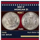 1891-p Morgan Dollar $1 Grades ms64