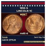 1910-s Lincoln Cent 1c Grades ms65 rd