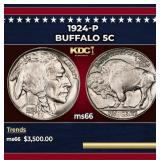 1924-p Buffalo Nickel 5c ms66 SEGS