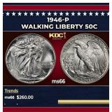 1946-p Walking Liberty Half Dollar 50c Grades ms66