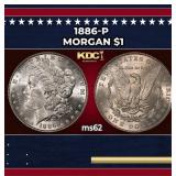 1886-p Morgan Dollar $1 Grades ms62