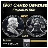 1961 Proof Franklin Half Dollar Cameo Obverse 50c