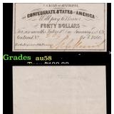 1861 Confederate States Forty Dollars Note Grades