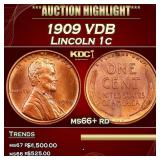1909 VDB Lincoln Cent 1c ms66+ rd SEGS