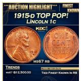 1915-d Lincoln Cent TOP POP! 1c ms67 rb SEGS