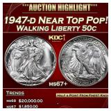 1947-d Walking Liberty Half Dollar Near Top Pop! 5