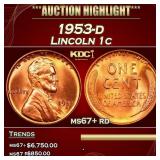 1953-d Lincoln Cent 1c ms67+ rd SEGS