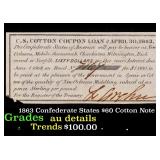 1863 Confederate States $60 Cotton Note Grades AU