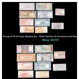 Group of 10 Foreign Banknotes - Wide Variety of Co