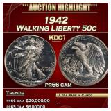 1942 Proof Walking Liberty Half Dollar 50c pr66 ca