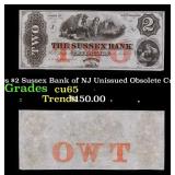 Mid 1800s $2 Sussex Bank of NJ Unissued Obsolete C