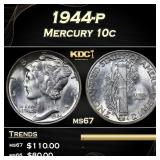 1944-p Mercury Dime 10c ms67 SEGS