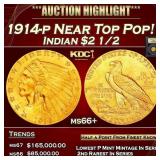 1914-p Gold Indian Quarter Eagle Near Top Pop! 2.5