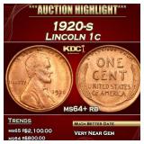 1920-s Lincoln Cent 1c ms64+ rb USCG