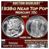 1938-d Mercury Dime Near Top Pop! 10c ms68 fsb SEG