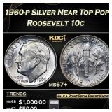 1960-p Roosevelt Dime Silver Near Top Pop! 10c ms6