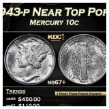 1943-p Mercury Dime Near Top Pop! 10c ms67+ SEGS