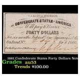 1861 Confederate States Forty Dollars Note Grades