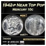 1942-p Mercury Dime Near Top Pop! 10c ms67+ SEGS