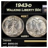 1943-d Walking Liberty Half Dollar 50c ms66+ SEGS