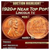 1920-p Lincoln Cent Near Top Pop! 1c ms66+ rd SEGS