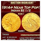 1914-p Gold Indian Quarter Eagle Near Top Pop! 2.5