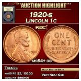 1920-s Lincoln Cent 1c ms64+ rb USCG