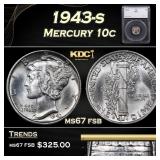 1943-s Mercury Dime 10c ms67 fsb SEGS